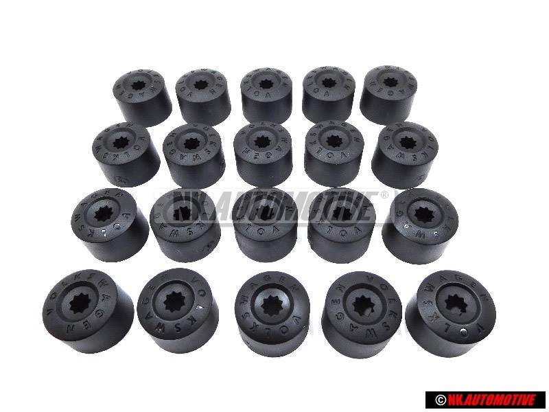Genuine VW SET Wheel Nut Bolt Plastic Cover Caps w Locking Caps - Golf MK5/6/7