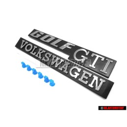Genuine VW SET Rear Badges Emblems with Fixing Clips - Golf MK1 GTI