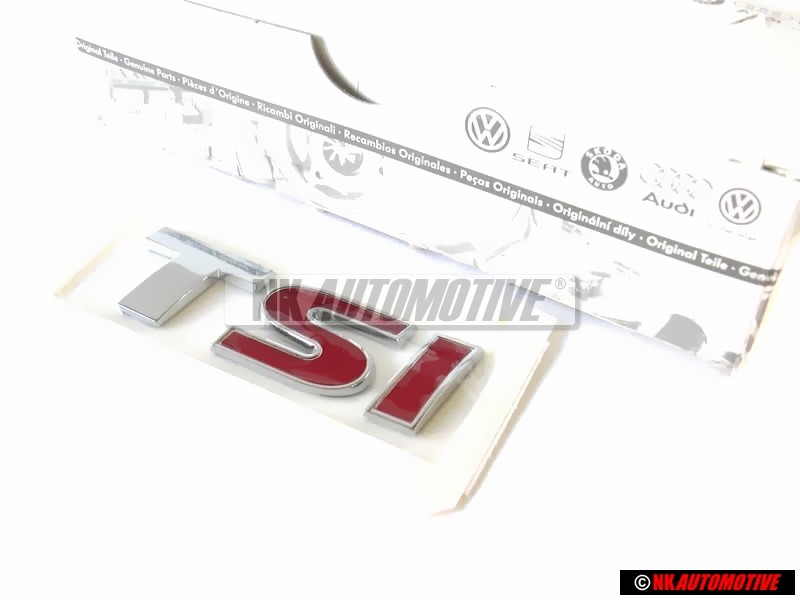 Genuine VW TSI Rear Badge Emblem Chrome Red - 5K0853675N GQF