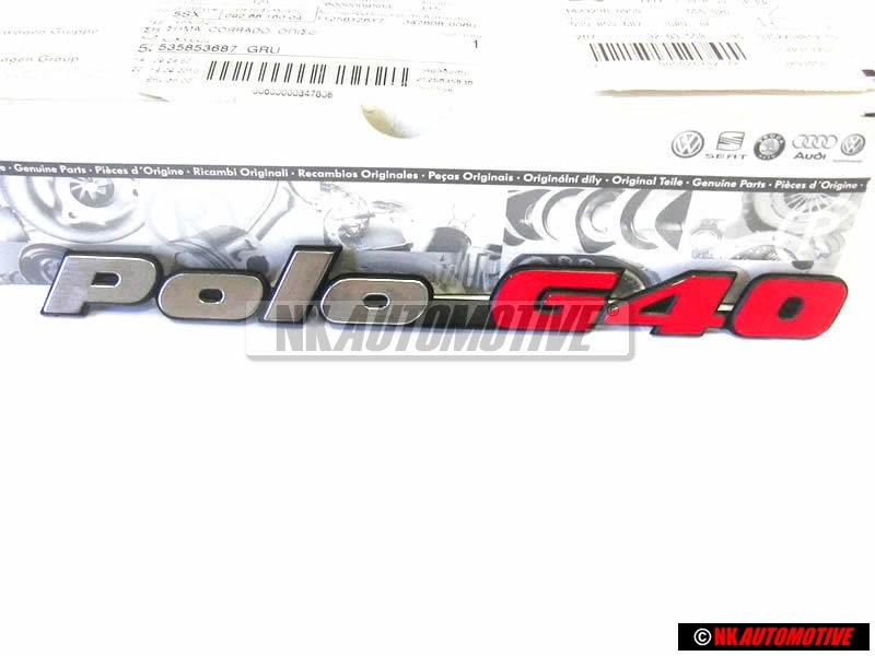 Genuine VW POLO G40 Rear Boot Badge Emblem Chrome Red - 871853687E VD9