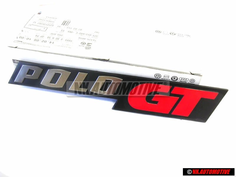 Genuine VW POLO GT Rear Boot Badge Emblem Brushed Silver Red - 861853750