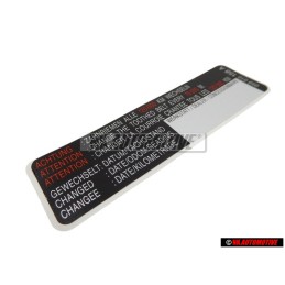 Genuine VW Attention Sticker For Toothbelt - 059010158A