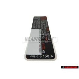 Genuine VW Attention Sticker For Toothbelt - 059010158A