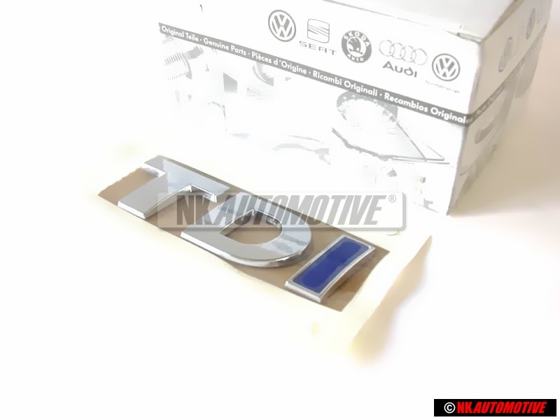 Genuine VW TDI Rear Trunk Boot Badge Emblem Chrome Blue - 5K0853675AJHCE