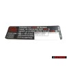 Genuine VW Sticker 'Attention' Change The Toothed Belt - 077010138B