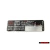 Genuine VW Sticker 'Attention' Change The Toothed Belt - 077010138B