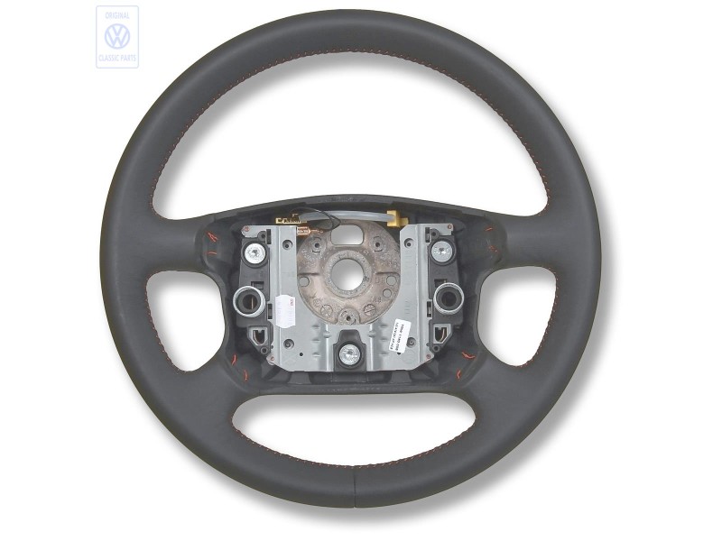 Genuine VW Steering Wheel Leather Black/Tropical Orange - 1J0419091APHCB