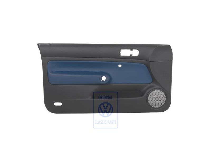 Genuine VW Door Panel Trim (Leather) Black/Jazz Blue - 1J3867011DNHSE