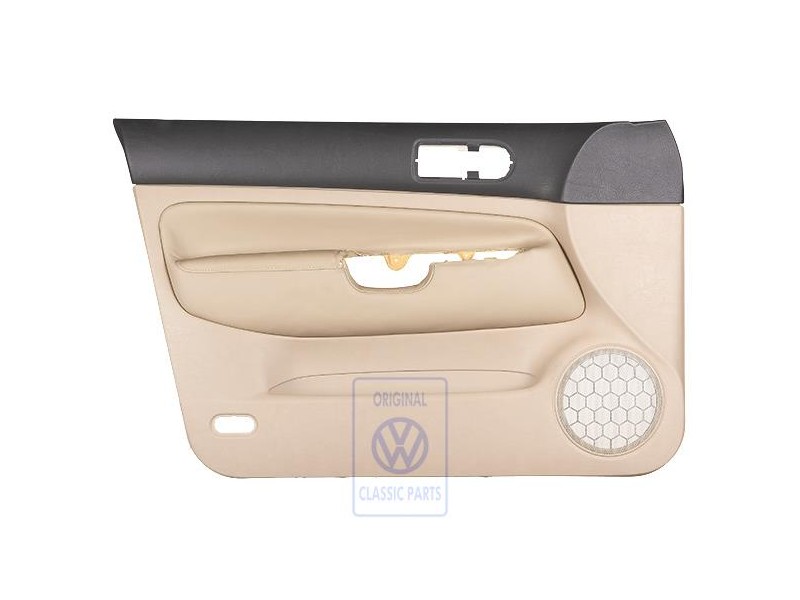 Genuine VW Door Panel Trim (Leather) Black/Light Beige - 1J4867011DFFWZ