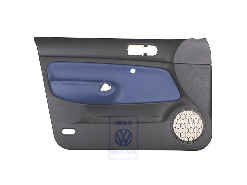 Genuine VW Door Panel Trim (Leather) Black/Orbitblue - 1J4867011DJGEC
