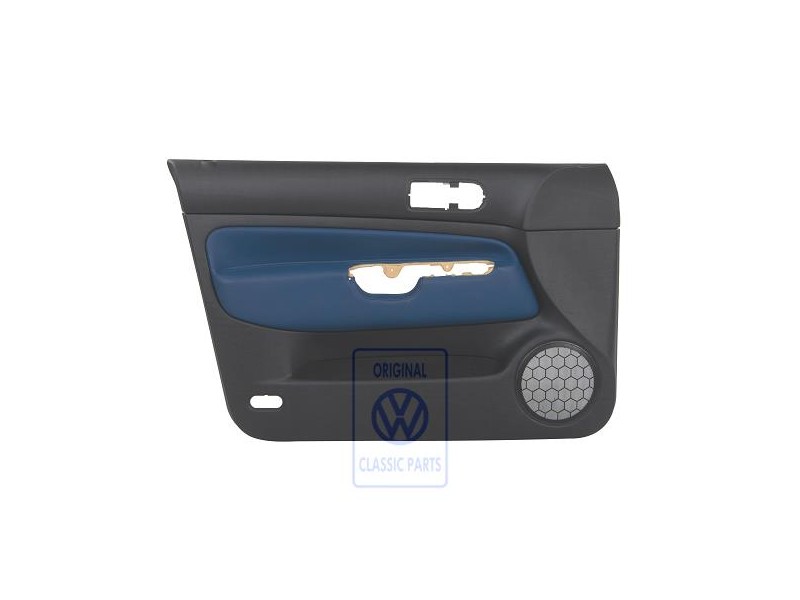Genuine VW Door Panel Trim (Leather) Black/Jazz Blue - 1J4867011FDHSE