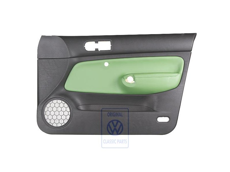 Genuine VW Door Panel Trim (Leather) Black/Cosmic Green - 1J4867012DCGED