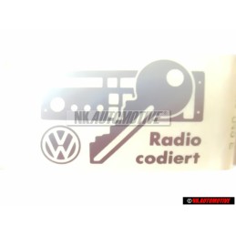 Genuine VW Sticker Decal RADIO CODING - 357010049E
