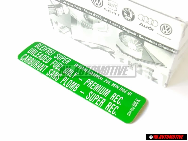 Genuine VW Sticker 91OCT - 034010105K