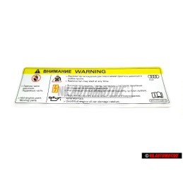 Genuine Audi Sign 'Caution' High Voltage Turn Off Engine - 8K0010520D