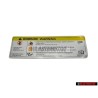 Genuine Audi Sign 'Caution' High Voltage Turn Off Engine - 8K0010520D