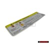 Genuine Audi Sign 'Caution' High Voltage Turn Off Engine - 8K0010520D