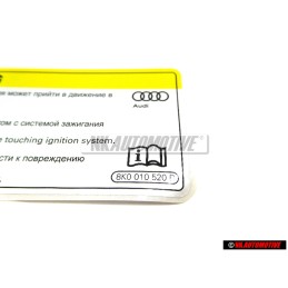 Genuine Audi Sign 'Caution' High Voltage Turn Off Engine - 8K0010520D