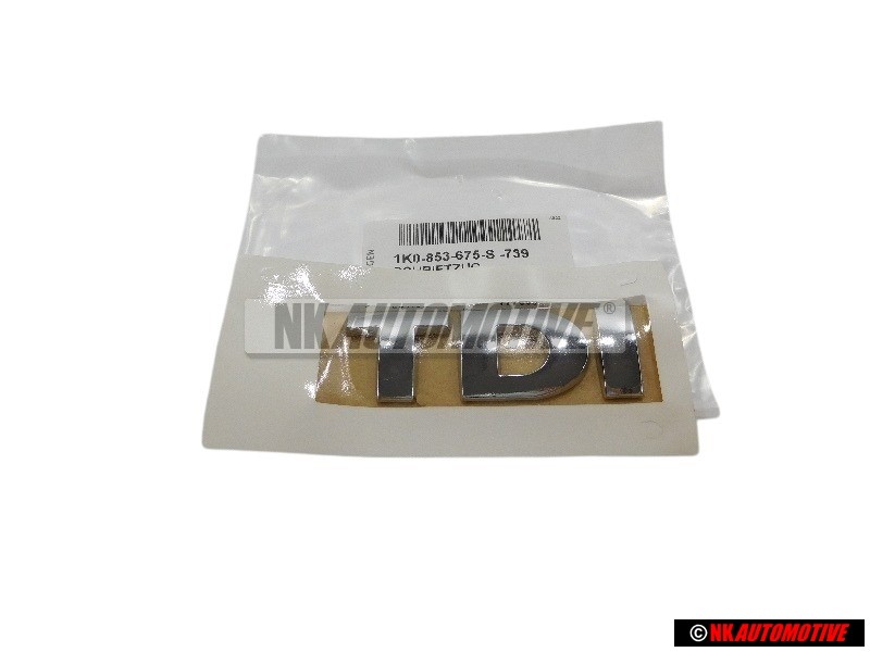 Genuine VW TDI Rear Boot Badge Emblem Chrome - 1K0853675S 739