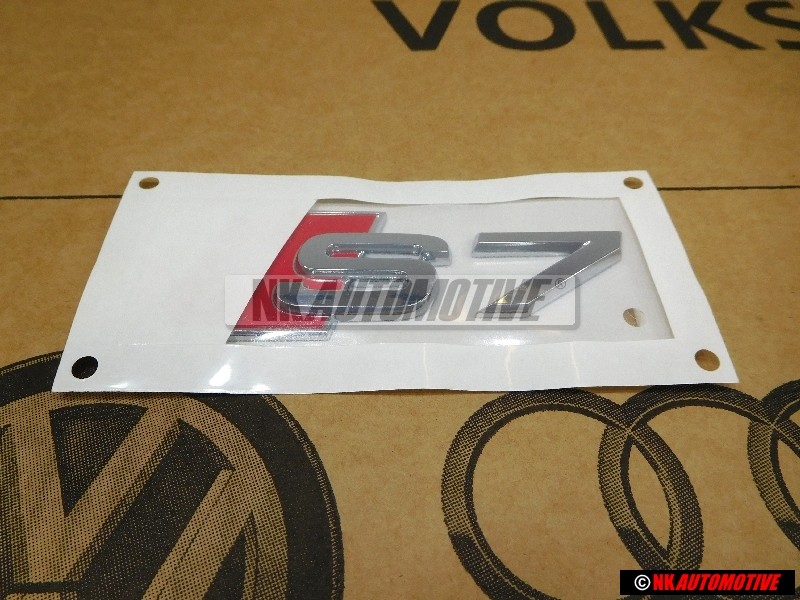 Genuine Audi S7 Rear Badge Emblem Chrome Red - 4G8853735 2ZZ