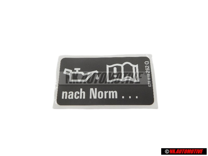 Genuine VW Sticker 'Oil Comply With VW Standard' - 028010262Q