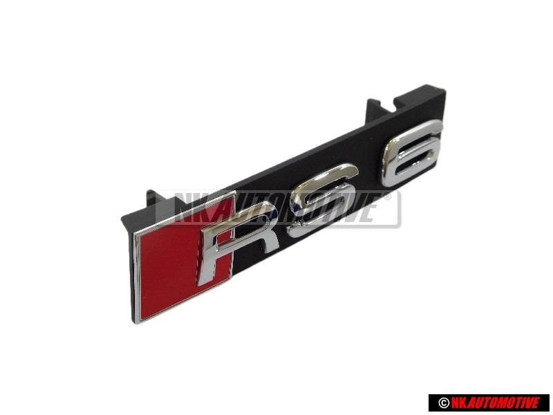 Genuine Audi RS6 Front Grill Badge Emblem Black Chrome Red - 4G0853736B 2ZZ