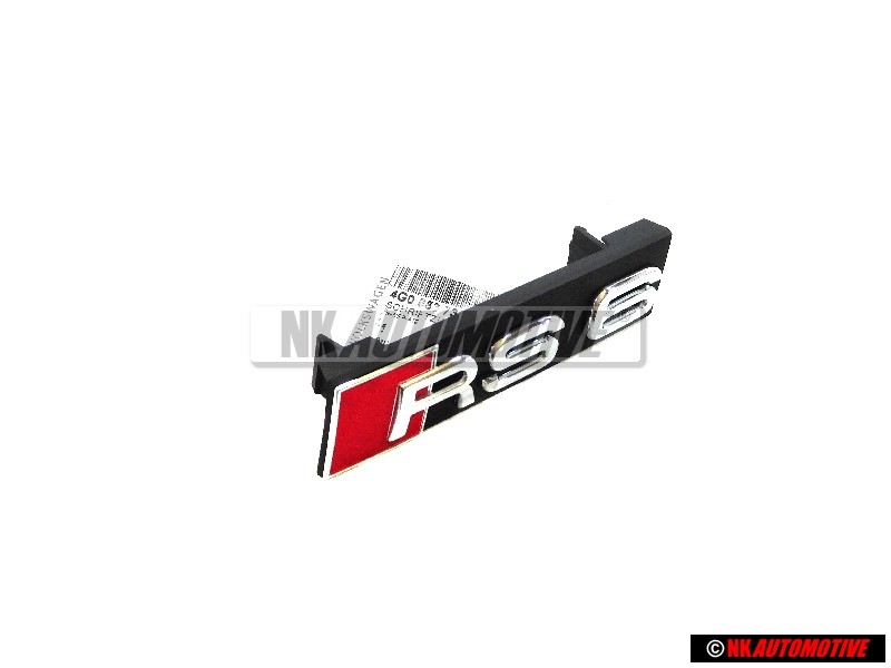 Genuine Audi RS6 Front Grill Badge Emblem Black Chrome Red - 4G0853736D 2ZZ