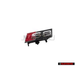 Genuine Audi S8 Front Grill Badge Emblem Black Chrome Red - 4H0853740A