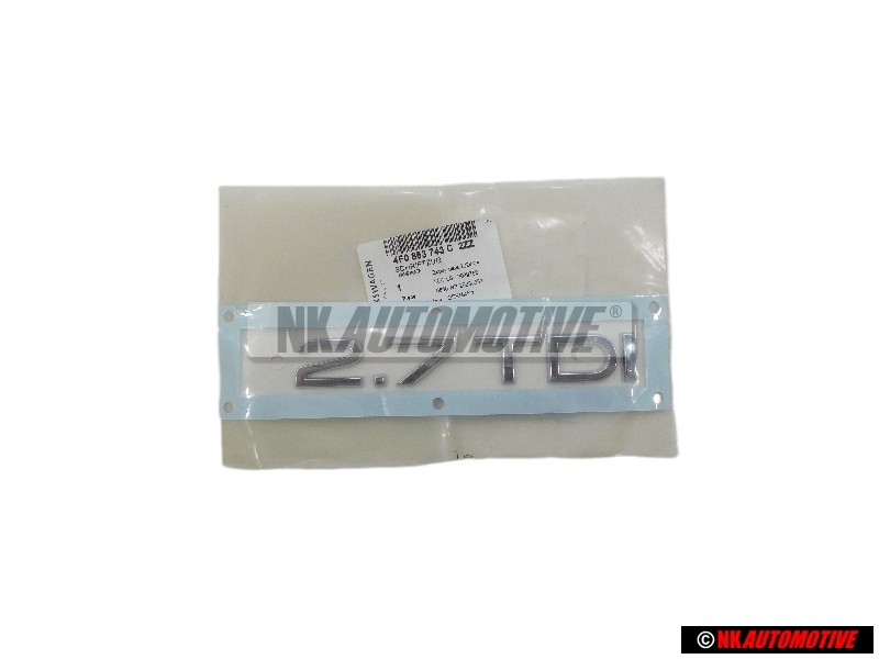 Genuine Audi 2.7 TDI Rear Boot Badge Emblem Chrome - 4F0853743C 2ZZ