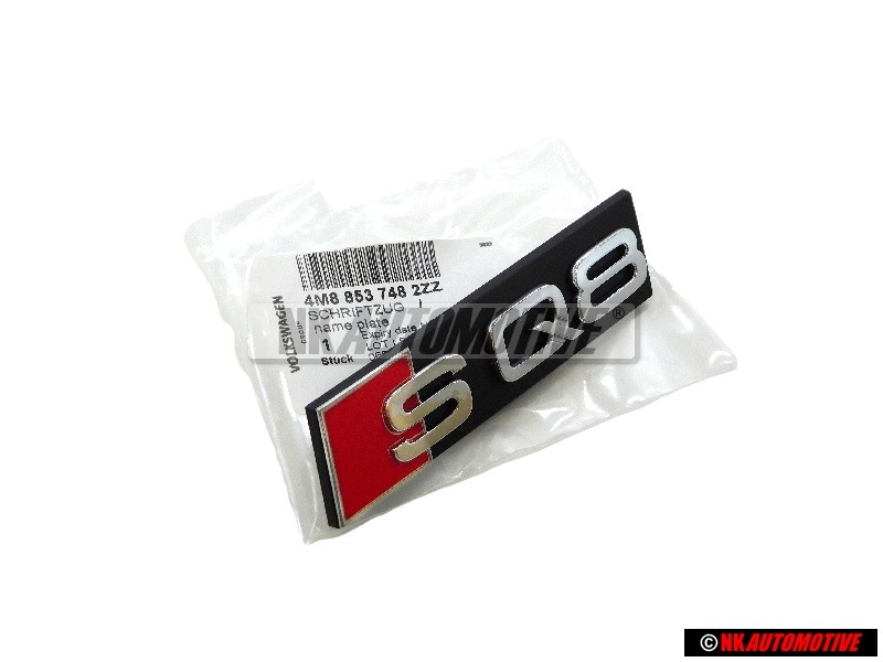 Genuine Audi SQ8 Front Grill Badge Emblem Black Chrome Red - 4M8853748 2ZZ