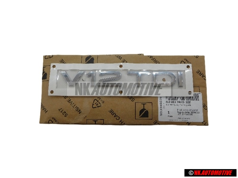Genuine Audi V12 TDI Rear Boot Badge Emblem Chrome - 4L0853743D 2ZZ