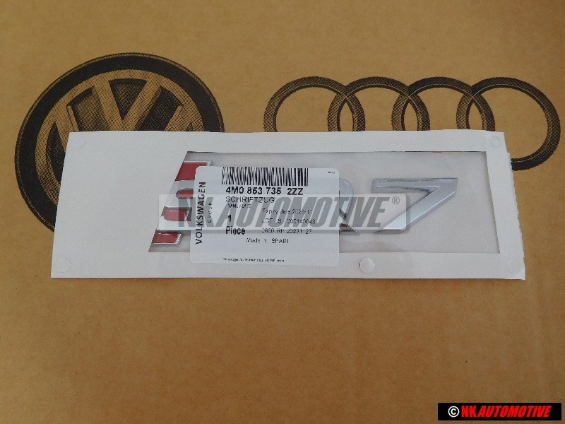 Genuine Audi SQ7 Rear Boot Badge Emblem Chrome Red - 4M0853735 2ZZ