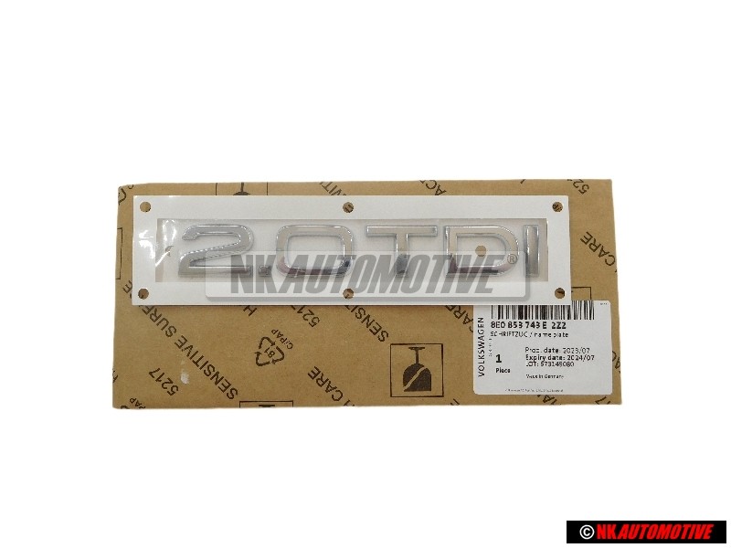 Genuine Audi 2.0 TDI Rear Boot Badge Emblem Chrome - 8E0853743E 2ZZ