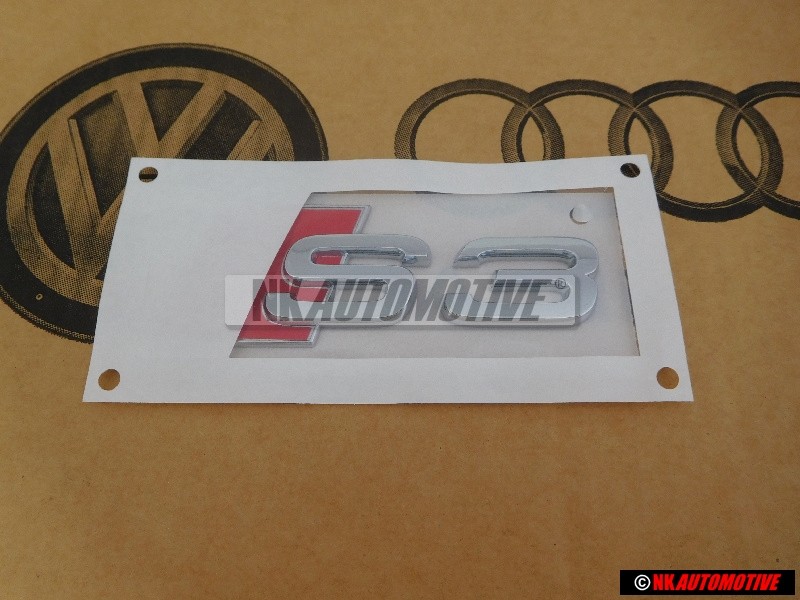 Genuine Audi S3 Rear Boot Badge Emblem Chrome Red - 8L0853735 2ZZ