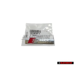Genuine Audi S-LINE Side Badge Emblem Chrome Red - 8N0853601A