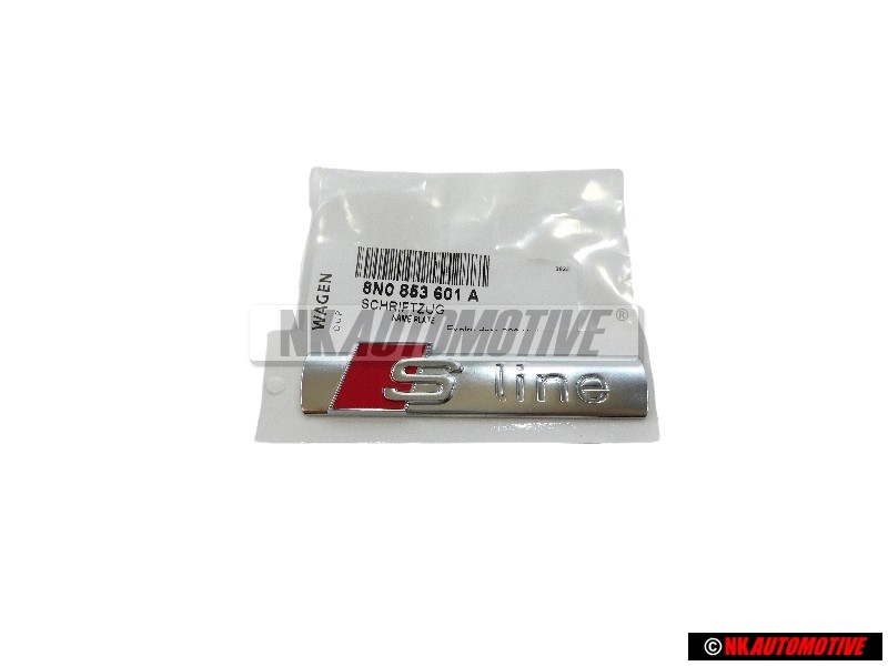 Genuine Audi S-LINE Side Badge Emblem Chrome Red - 8N0853601A