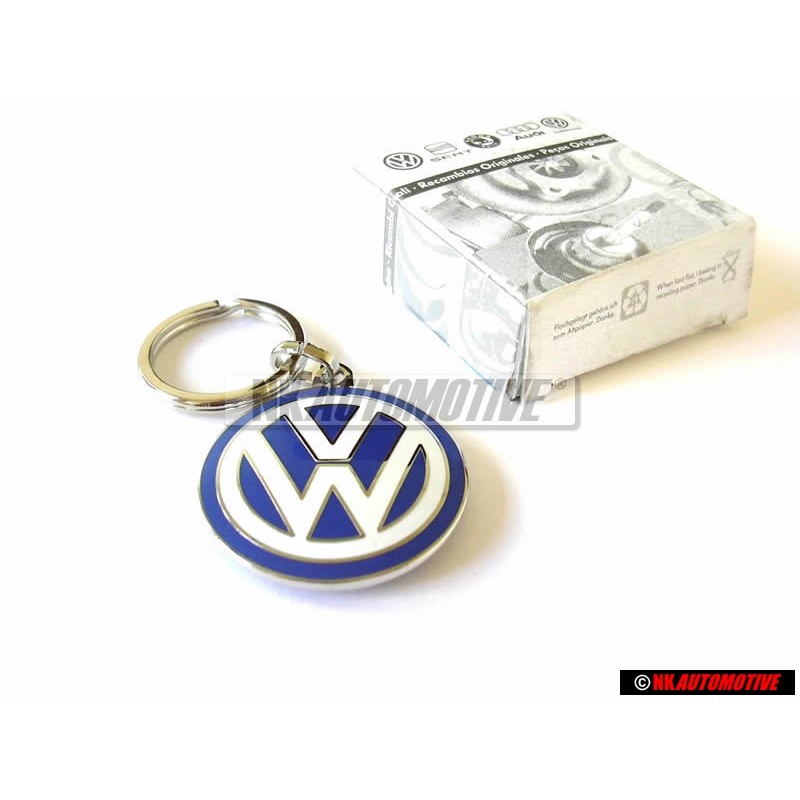 Genuine VW Double Sided Metal Keychain Blue White Enamel Keyring - 000087010C