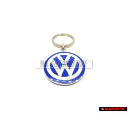 Genuine VW Double Sided Metal Keychain Blue White Enamel Keyring - 000087010C
