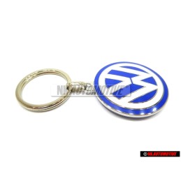 Genuine VW Double Sided Metal Keychain Blue White Enamel Keyring - 000087010C