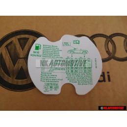 Genuine Audi Data Plate Tyre Pressure Cold - 8N7010200R