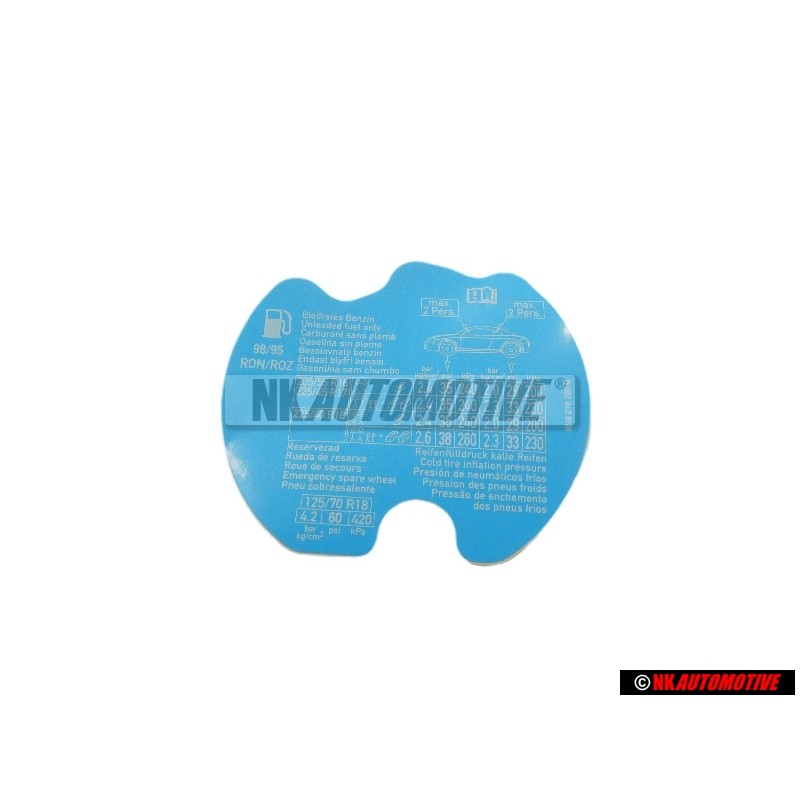 Genuine Audi Data Plate Tyre Pressure Cold - 8N8010200Q
