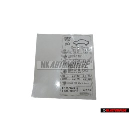 Genuine Audi Data Plate For Tyre Pressure - 8V0010502H