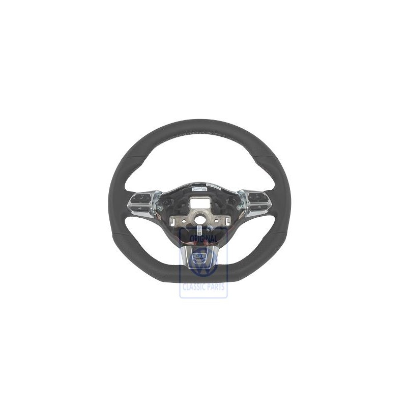 Genuine VW Mult.Steering Wheel (Leather) Black/Art Grey - 6R0419091M ASZ
