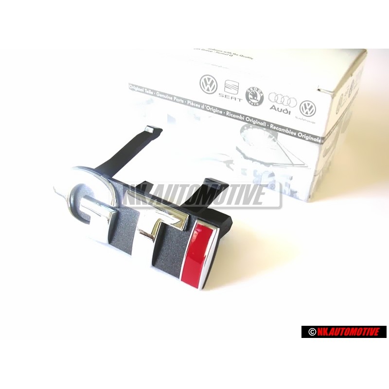 Genuine VW GTI Front Grill Badge Chrome Red - 6E0853679C KTP