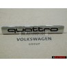 Genuine Audi QUATTRO Front Grill Badge Emblem Chrome - 8L0853682 2ZZ