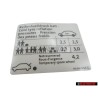 Genuine VW Data Plate For Tyre Pressure - 1T0010644G
