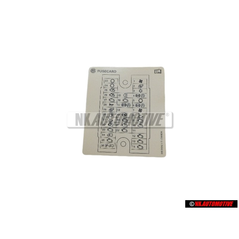 Genuine VW Sticker For Fuse Lay-Out - 7H0010617T