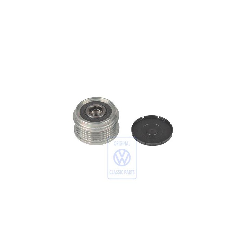 Genuine VW Poly V-Belt Pulley With Freewheel And Cover Cap - 038903119P