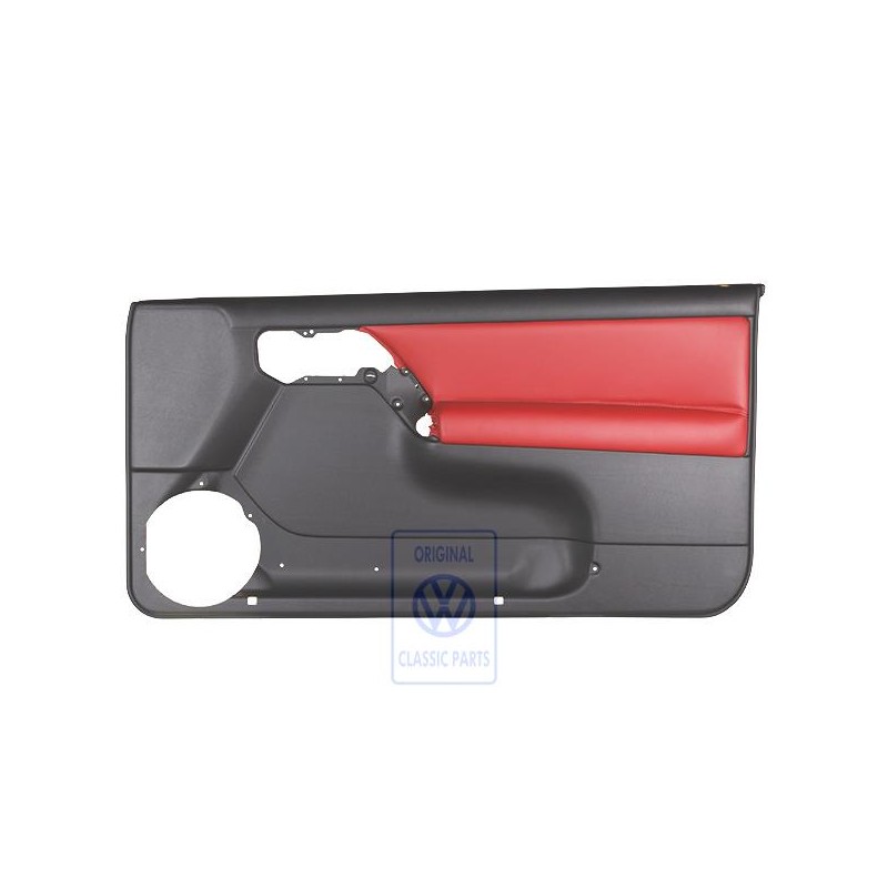 Genuine VW Door Trim (Leather/Leatherette) Black/Red - 1E0867012APLPR
