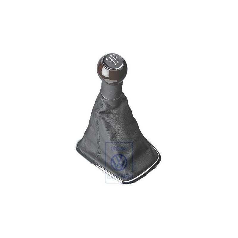 Genuine VW Gearstick Knob Wood/Leather With Boot - 1J0711113BSMBK